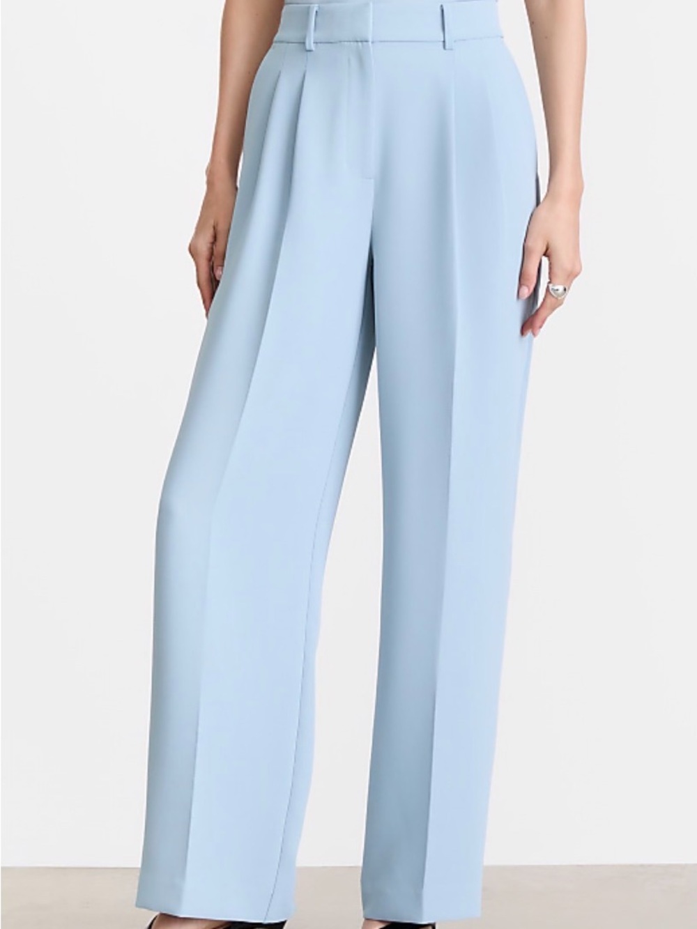 LOFT Light Blue Wide-Leg High-Rise Trousers